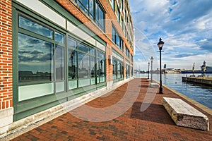 The Waterfront Promenade and building, in Fells Point, Baltimore, Maryland