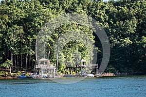 Waterfront properties and boating dock in Lake Lanier