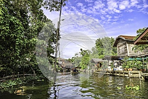 Waterfront and rural atmosphere at Khlong Bang Ramat,a canal in Thonburi side of Bangkok,Thailand