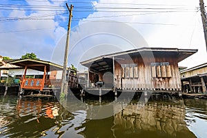 Waterfront and rural atmosphere at Khlong Bang Ramat,a canal in Thonburi side of Bangkok,Thailand