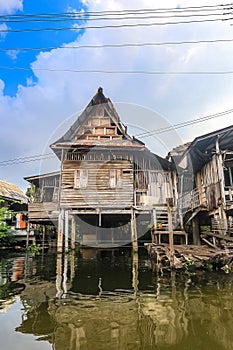 Waterfront and rural atmosphere at Khlong Bang Ramat,a canal in Thonburi side of Bangkok,Thailand