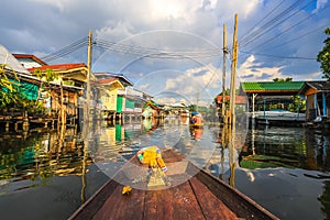 Waterfront and rural atmosphere at Khlong Bang Ramat,a canal in Thonburi side of Bangkok,Thailand