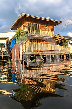 Waterfront and rural atmosphere at Khlong Bang Ramat,a canal in Thonburi side of Bangkok,Thailand