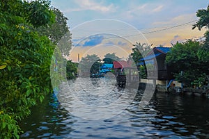 Waterfront and rural atmosphere at Khlong Bang Ramat,a canal in Thonburi side of Bangkok,Thailand