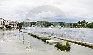 Waterfront street.  Flores, Peten, Guatemal