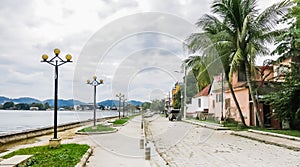 Waterfront street.  Flores, Peten, Guatemal