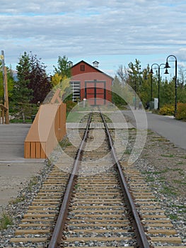 Waterfront trolley rail track in Whitehorse