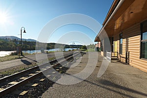 Waterfront trolley rail track in Whitehorse