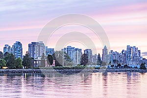 Waterfront of Vancouver at sunset