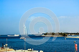 Waterfront view of Burj Al Arab, Seven Star Hotel, A view from Souk Madinat Jumeirah, R