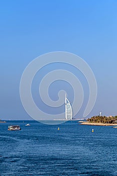 Waterfront view of Burj Al Arab, Seven Star Hotel, A view from Souk Madinat Jumeirah, R