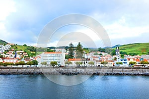 Waterfront view of the city of Horta, Faial Island, Azores.