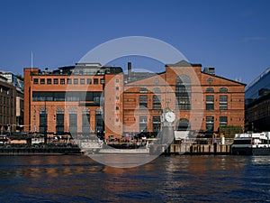 Waterfront view on Oslo city harbor in a sunny summer day. Norway