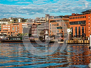 waterfront view on Oslo city, urban architecture and waterfront promenade