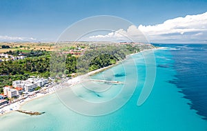 Aerial view of Kalithea coastline, Halkidiki, Greece photo