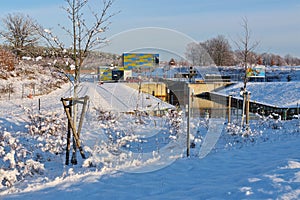 watergate Senftenberger Lake in winter