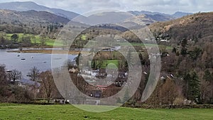 Waterhead and Lake Windermere, near Ambleside, Lake District, Cumbria, England, UK