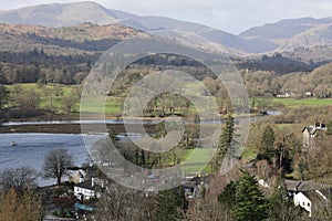 Waterhead and Lake Windermere, near Ambleside, Lake District, Cumbria, England, UK