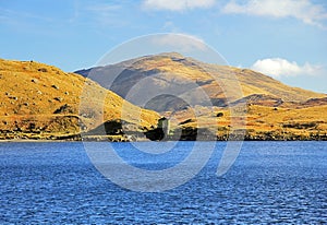 Waterhouse and Carnedd y Cribau across Llyn Llydaw