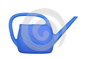 watering can blue for flowers on white isolated background