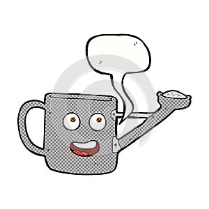 watering can cartoon with speech bubble
