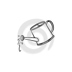 Watering can hand drawn sketch icon.