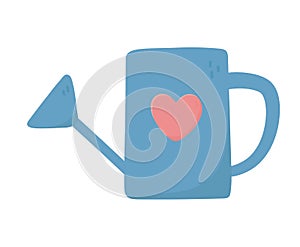 Watering can heart love on white background