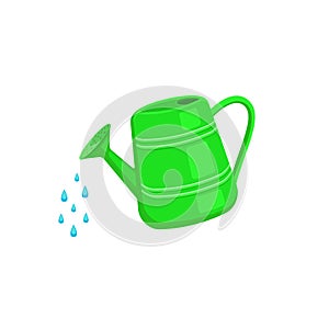 Watering can icon isolated on white background. Garden tools. Watering can sprays drops of water.