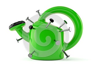 Watering can with nails