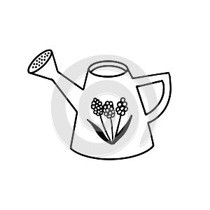 Watering can outline doodle icon. Vector hand drawn sketch illustration