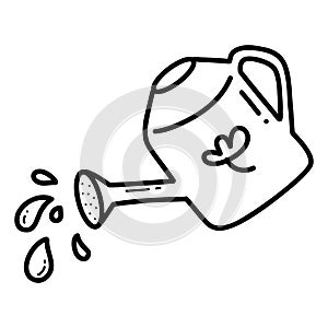 Watering can outline, hand drawn outline,coloring book photo