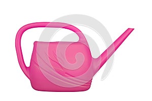 watering can pink for flowers on white isolated background