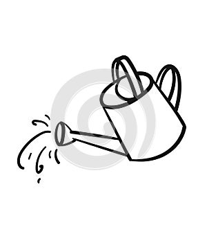 Watering can hand drawn sketch icon.