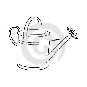 Watering can vector sketch icon isolated on background. Hand drawn