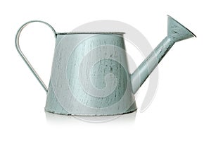 Watering can, a vessel for watering plants, metal, isolated on a white background