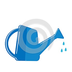 The watering can and water drops. Irrigation symbol, icon. Isolated on white background. Vector