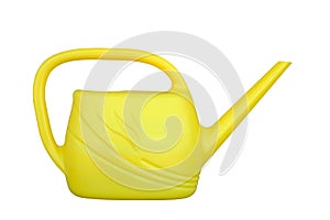 watering can yellow for flowers on white isolated background