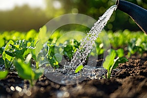 watering crops at the field illustration