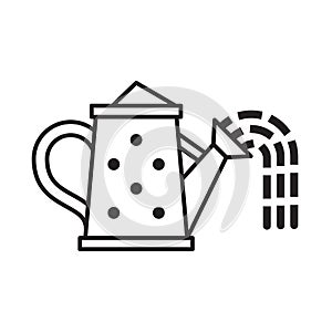 Watering Garden Can Icon in Line Art