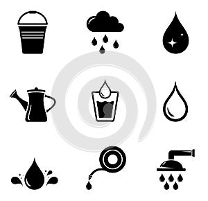 Watering isolated silhouette set