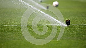 Watering the lawn water grass football field