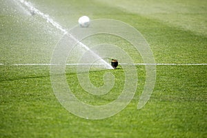 Watering the lawn water grass football field