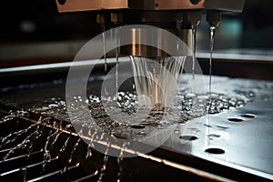 Waterjet Cutting. Machine using water pressure to cut through stainless steel materials