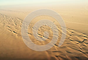 Waterless desert. The yellow sands of a waterless desert after a hurricane like the bottom of a large ocean.