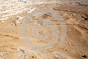 Waterless landscape of the Judea desert, view from Masada, Israel