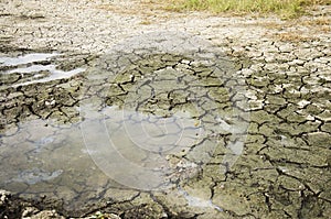 Waterless in puddle at desert land because drought disaster