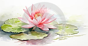 Waterlily red lily drawing abstract white painting horizontal tranquil illustration lotus reflection art background