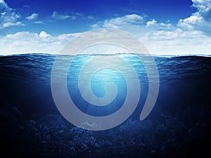 Waterline and underwater background photo