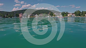 Waterline view of Worthersee lake, Portschach am Worthersee