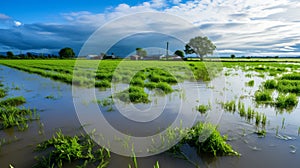 Waterlogged agricultural land post deluge